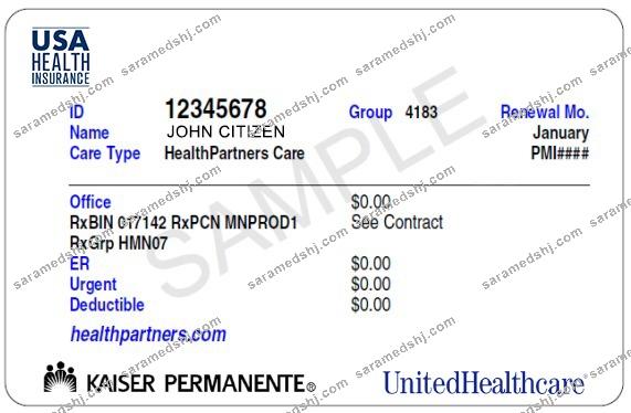 USA  health insurance card